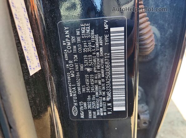 KM8J33A25GU068712 2016 HYUNDAI TUCSON Black Vista de la etiqueta del VIN