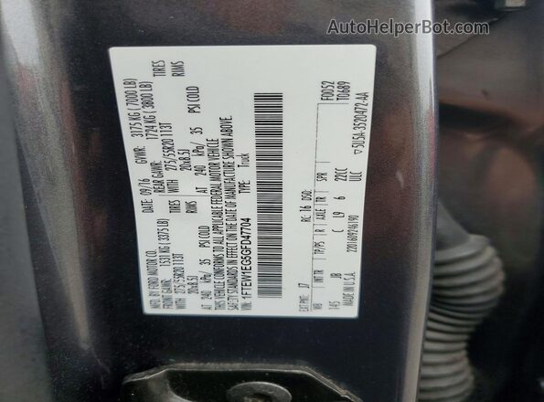 1FTEW1EG5GFD47704 2016 FORD F150 Gray Vista de la etiqueta del VIN