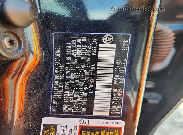 4T1BD1FK0HU217964 2017 TOYOTA CAMRY SOLARA Black Вид наклейки з VIN-кодом