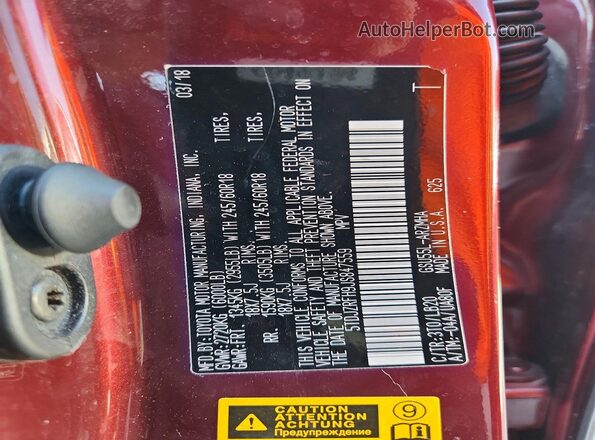 5TDJZRFH9JS847559 2018 TOYOTA HIGHLANDER Burgundy 360 interior view