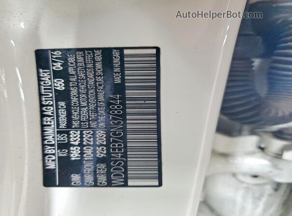 WDDSJ4EB7GN378844 2016 MERCEDES-BENZ CLA-CLASS White VIN კოდის სტიკერის ხედი