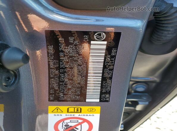 58ABK1GG2JU084123 2018 LEXUS ES Gray VIN կոդի պիտակի տեսք