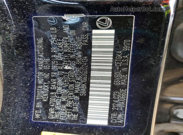 58ABK1GG3GU024134 2016 LEXUS ES Black ძრავის განყოფილების ხედი