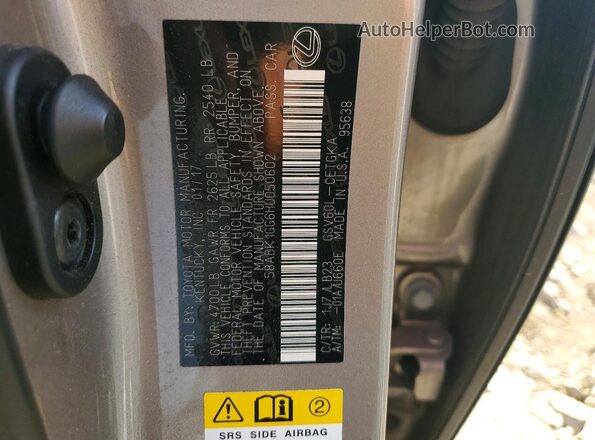 58ABK1GG6HU050602 2017 LEXUS ES Серебряный Вид наклейки с VIN-кодом