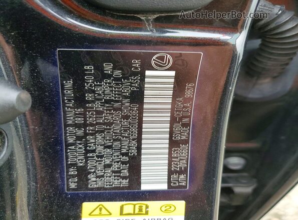 58ABK1GG8GU033640 2016 LEXUS ES Black Engine compartment view
