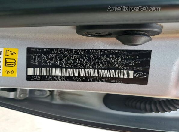 58ABK1GG8HU064288 2017 LEXUS ES Серебряный Вид подкапотного пространства