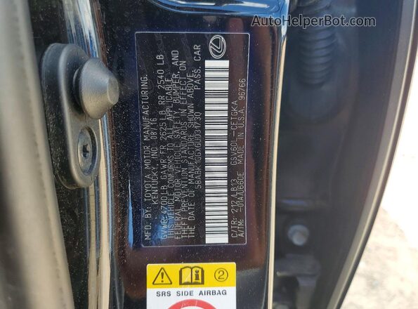 58ABK1GGXGU031730 2016 LEXUS ES Black Widok naklejki z numerem VIN