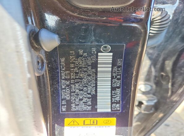 58ABZ1B10KU030738 2019 LEXUS ES Black Vista del compartimento del motor