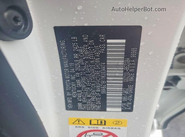 58ABZ1B11KU034474 2019 LEXUS ES Белый Вид подкапотного пространства