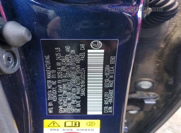 58ABZ1B18KU020524 2019 LEXUS ES Blue Շարժիչի բաժամունքի տեսք