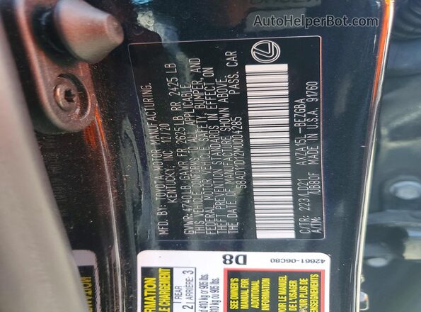 58AD11D12MU004285 2021 LEXUS ES Black Widok komory silnika