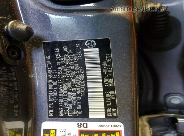 58ADA1C12RU054242 2024 LEXUS ES Gray Vista de la etiqueta del VIN
