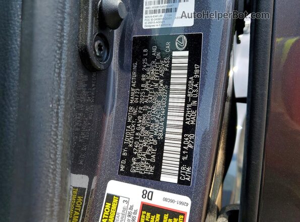 58ADA1C14PU033275 2023 LEXUS ES Gray Widok komory silnika