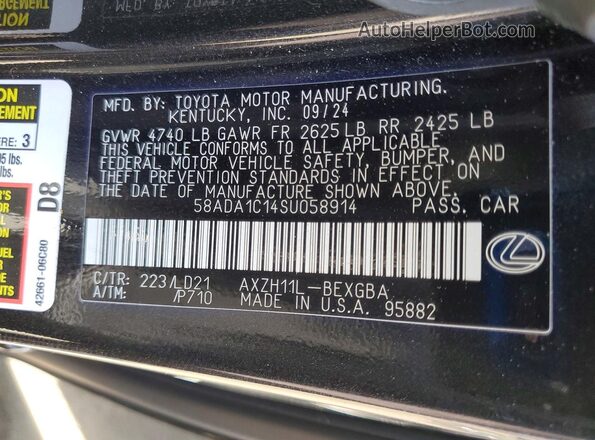 58ADA1C14SU058914 2025 LEXUS ES Черный Вид подкапотного пространства