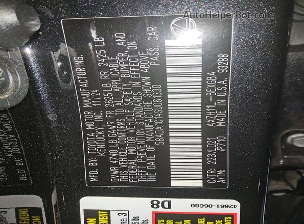 58ADA1C14SU061330 2025 LEXUS ES Черный Вид подкапотного пространства