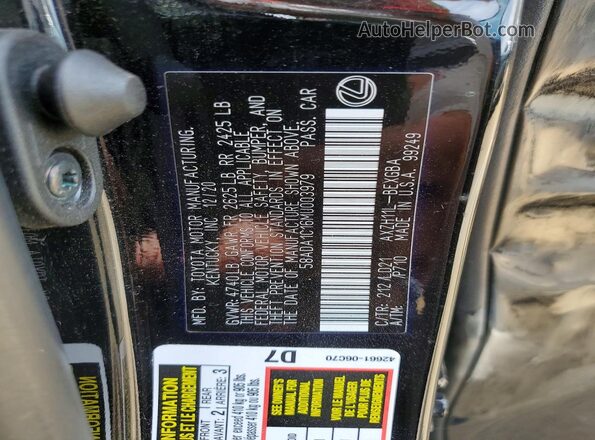 58ADA1C16MU003979 2021 LEXUS ES Black Вид підкапотного простору