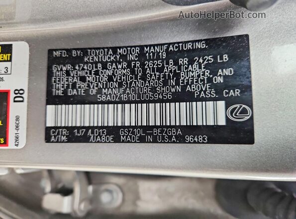 58ADZ1B10LU059456 2020 LEXUS ES Silver Вид підкапотного простору