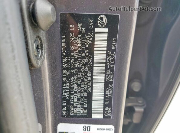 58ADZ1B10PU152483 2023 LEXUS ES Gray Vista del compartimento del motor