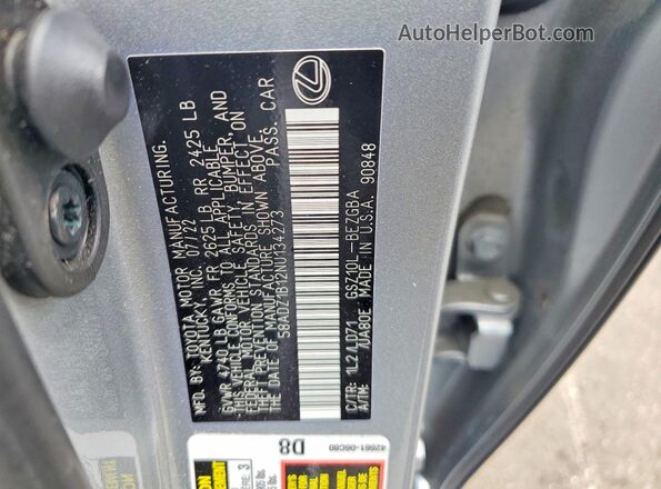 58ADZ1B12NU134273 2022 LEXUS ES Серебряный Вид подкапотного пространства