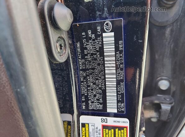 58ADZ1B13LU071245 2020 LEXUS ES Black Widok komory silnika