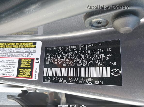 58ADZ1B14LU053076 2020 LEXUS ES 350 Gray Engine compartment view