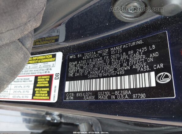 58ADZ1B14PU157489 2023 LEXUS ES 350 Dark Blue Widok komory silnika