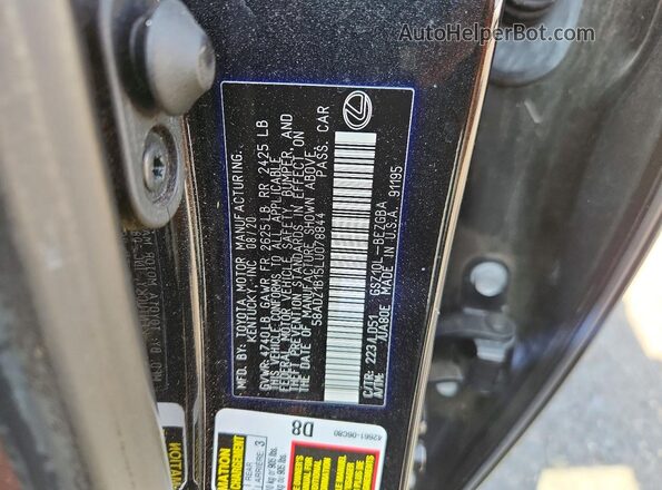58ADZ1B15LU078844 2020 LEXUS ES Black Widok komory silnika