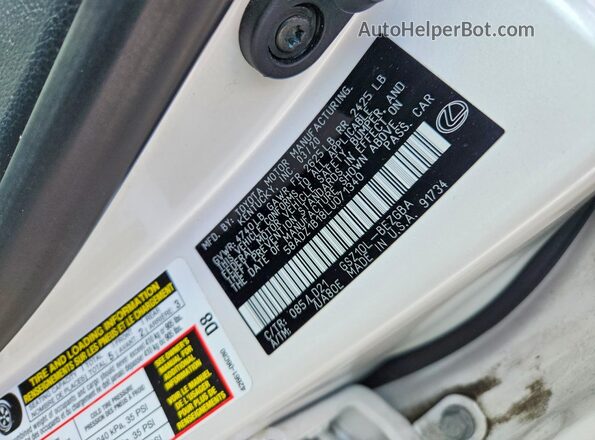 58ADZ1B18LU071340 2020 LEXUS ES White Вид підкапотного простору