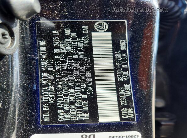 58ADZ1B18PU146527 2023 LEXUS ES Black ძრავის განყოფილების ხედი