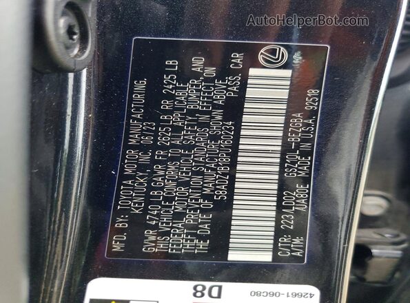 58ADZ1B18PU160234 2023 LEXUS ES Black Engine compartment view