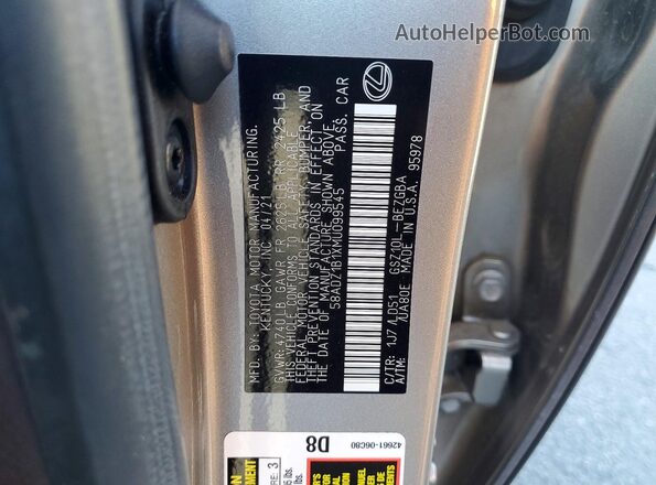 58ADZ1B1XMU099545 2021 LEXUS ES Silver Vista del compartimento del motor