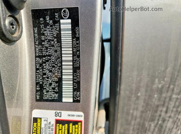 58AEZ1B13LU065613 2020 LEXUS ES Gray Widok komory silnika