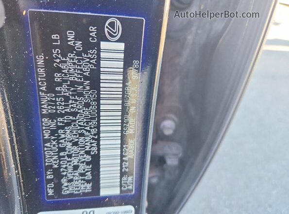 58AFZ1B19LU068150 2020 LEXUS ES Black Շարժիչի բաժամունքի տեսք