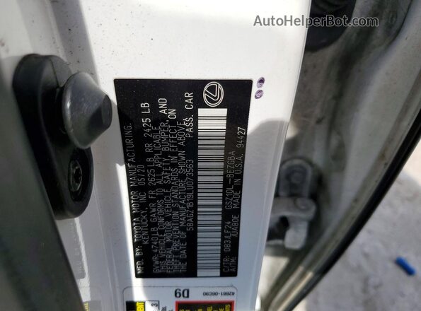 58AGZ1B19LU073563 2020 LEXUS ES Белый Вид подкапотного пространства