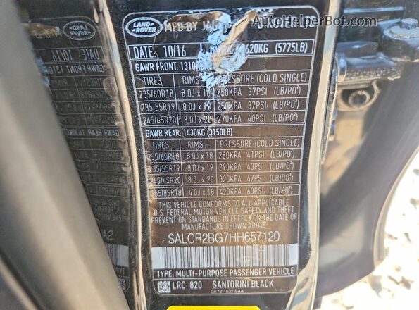 SALCR2BG7HH657120 2017 LAND ROVER DISCOVERY Black Панорамний вид салону 360°
