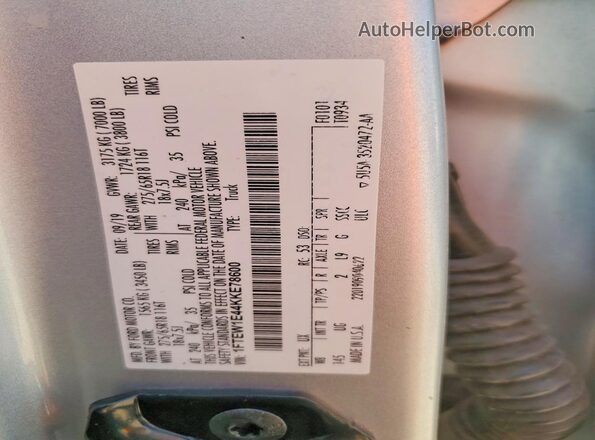 1FTEW1E44KKE78600 2019 FORD F150 Silver VIN კოდის სტიკერის ხედი