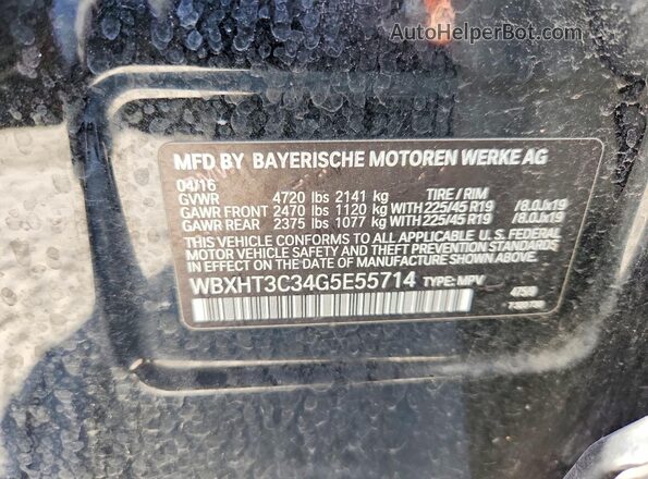 WBXHT3C34G5E55714 2016 BMW X1 Black Widok naklejki z numerem VIN