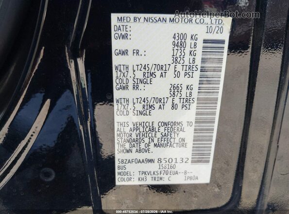 5BZAF0AA9MN850132 2021 NISSAN NV PASSENGER NV3500 HD Black Widok komory silnika