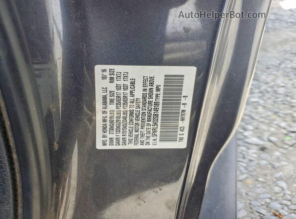 5FNRL5H32GB149189 2016 HONDA ODYSSEY Gray Widok naklejki z numerem VIN