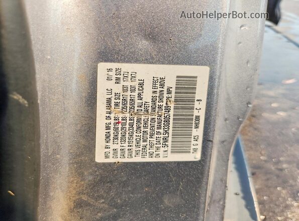 5FNRL5H33GB057489 2016 HONDA ODYSSEY Silver VIN sticker view