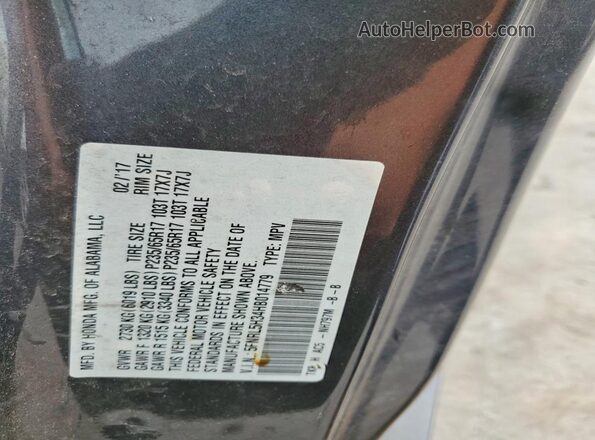 5FNRL5H34HB014779 2017 HONDA ODYSSEY Gray VIN კოდის სტიკერის ხედი
