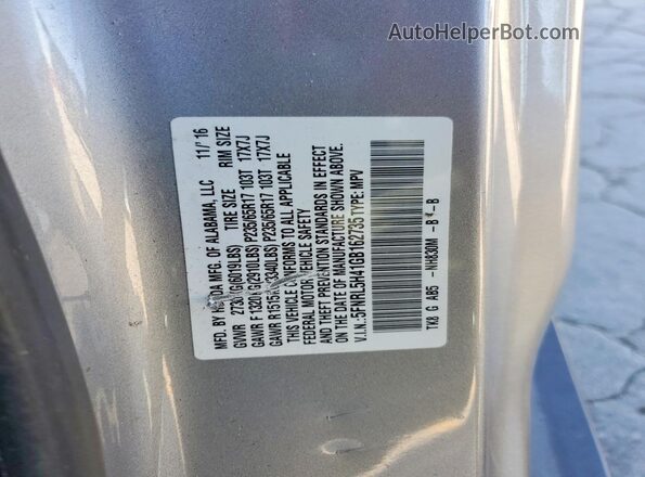 5FNRL5H41GB162735 2016 HONDA ODYSSEY Silver Engine compartment view