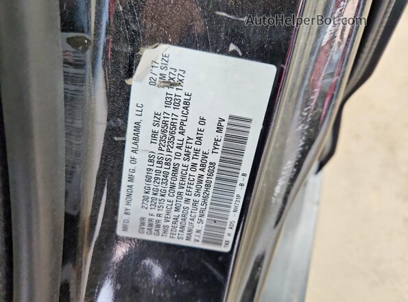 5FNRL5H62HB016038 2017 HONDA ODYSSEY Black VIN կոդի պիտակի տեսք