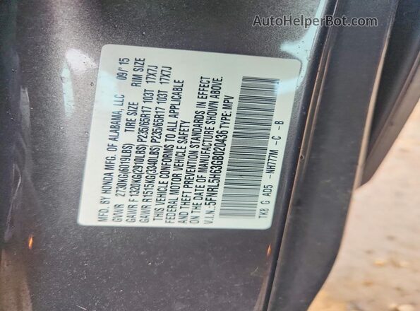 5FNRL5H63GB020436 2016 HONDA ODYSSEY Silver Engine compartment view