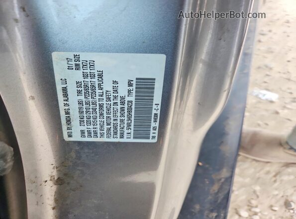 5FNRL5H65HB004238 2017 HONDA ODYSSEY Синий Вид наклейки с VIN-кодом