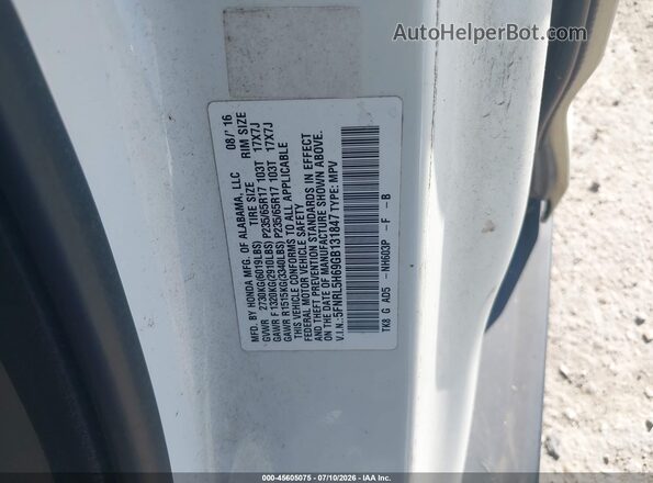 5FNRL5H69GB131847 2016 HONDA ODYSSEY Белый Вид подкапотного пространства