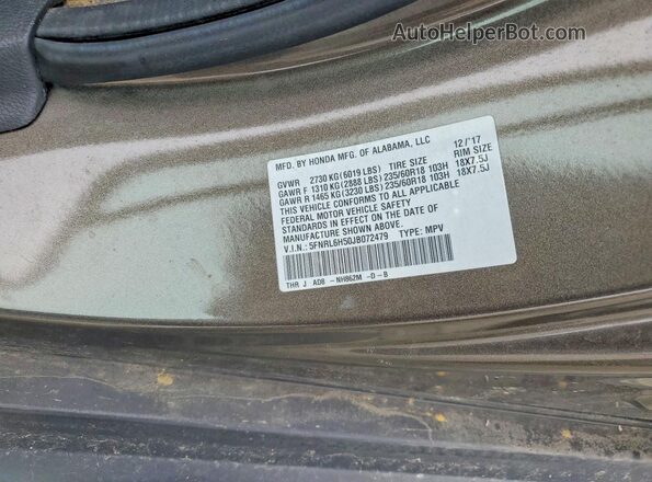 5FNRL6H50JB072479 2018 HONDA ODYSSEY Brown Панорамний вид салону 360°