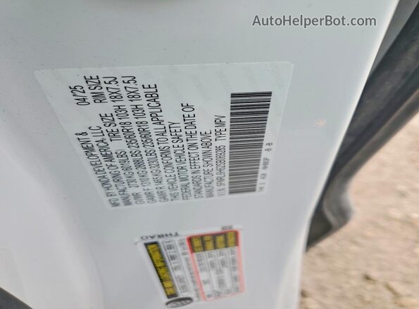 5FNRL6H62SB069285 2025 HONDA ODYSSEY White Widok naklejki z numerem VIN