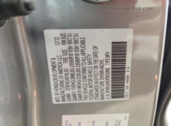 5FNRL6H63PB032866 2023 HONDA ODYSSEY Silver Вид наклейки з VIN-кодом