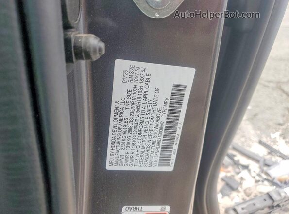 5FNRL6H63TB038547 2026 HONDA ODYSSEY Gray Вид підкапотного простору